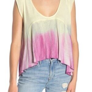 We The Free Cream and Pink Ombre Tank Top